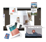 Image of all the interactive Issuu features that can be added to a digital flyer.